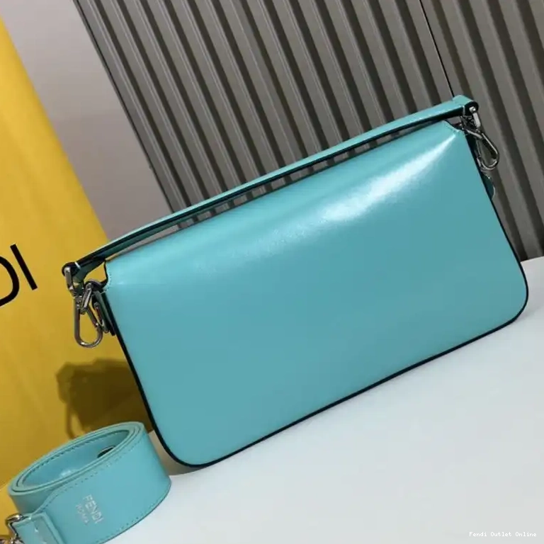 Affordable Leather Blue Bag Baguette Smooth Tiffany Medium In Fendi 0616